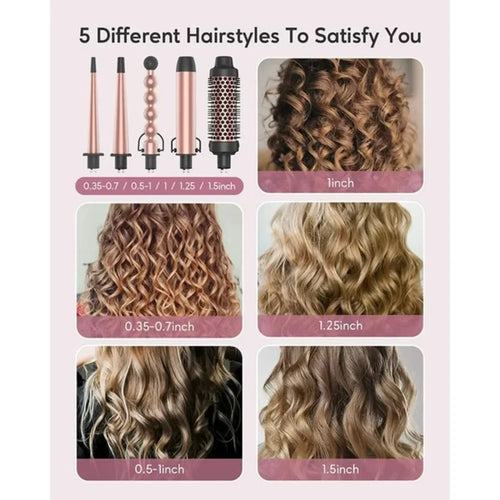 5-in-1 Ceramic Curling Wand Set