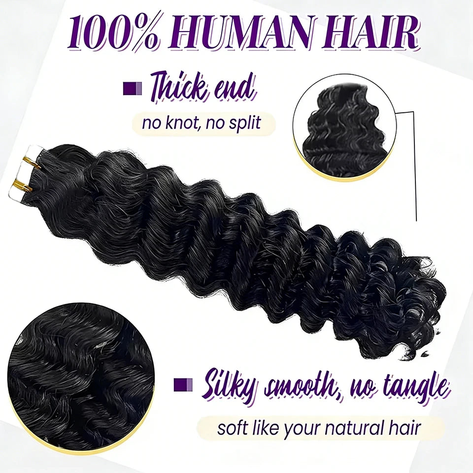 Brazilian Deep Wave Tape Hair Extensions