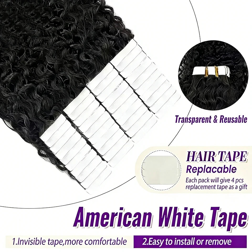 Brazilian Deep Wave Tape Hair Extensions
