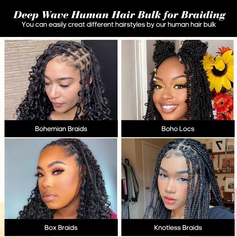 Brazilian Virgin Deep Wave Braiding Hair