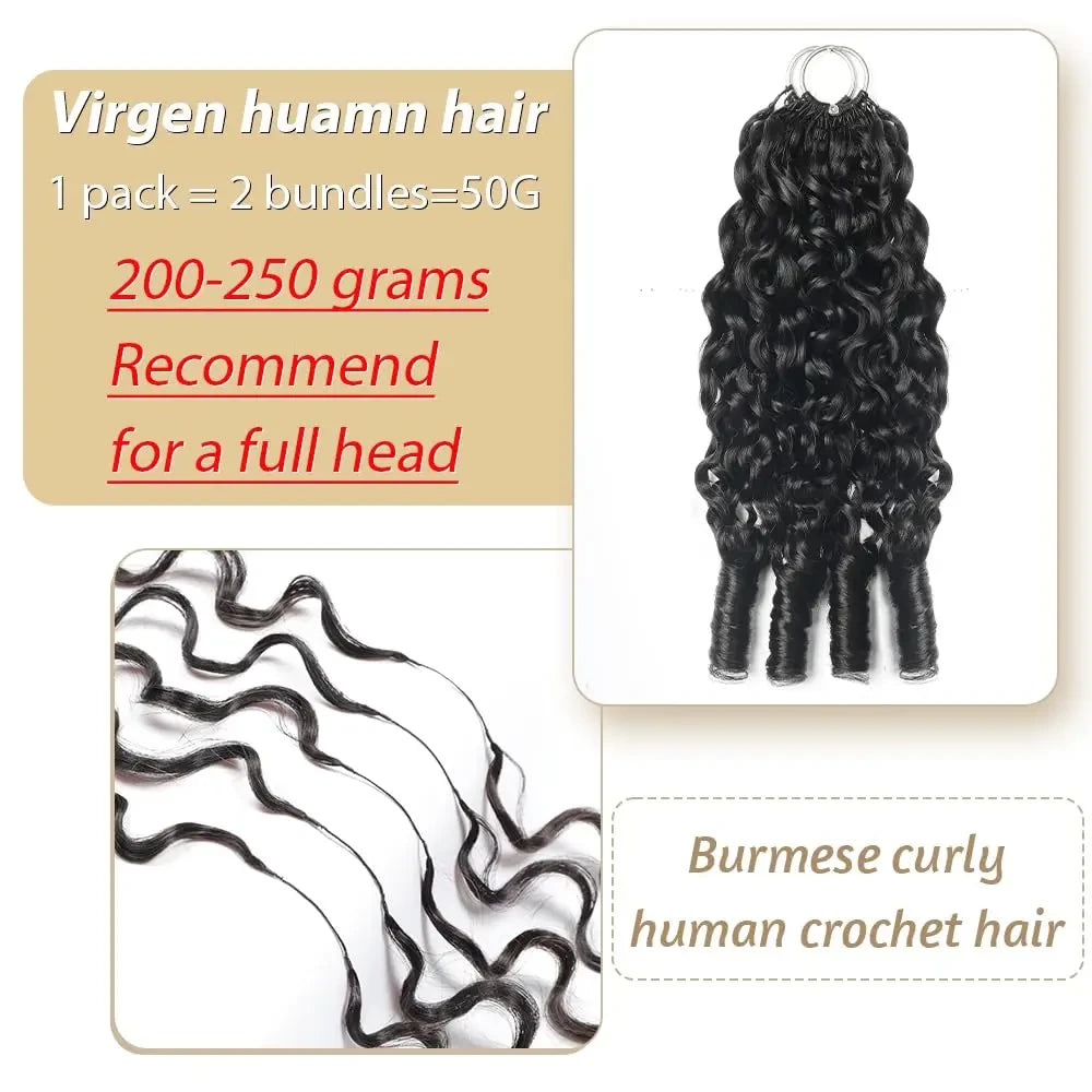 Burmese Curly Human Hair Braiding Extensions