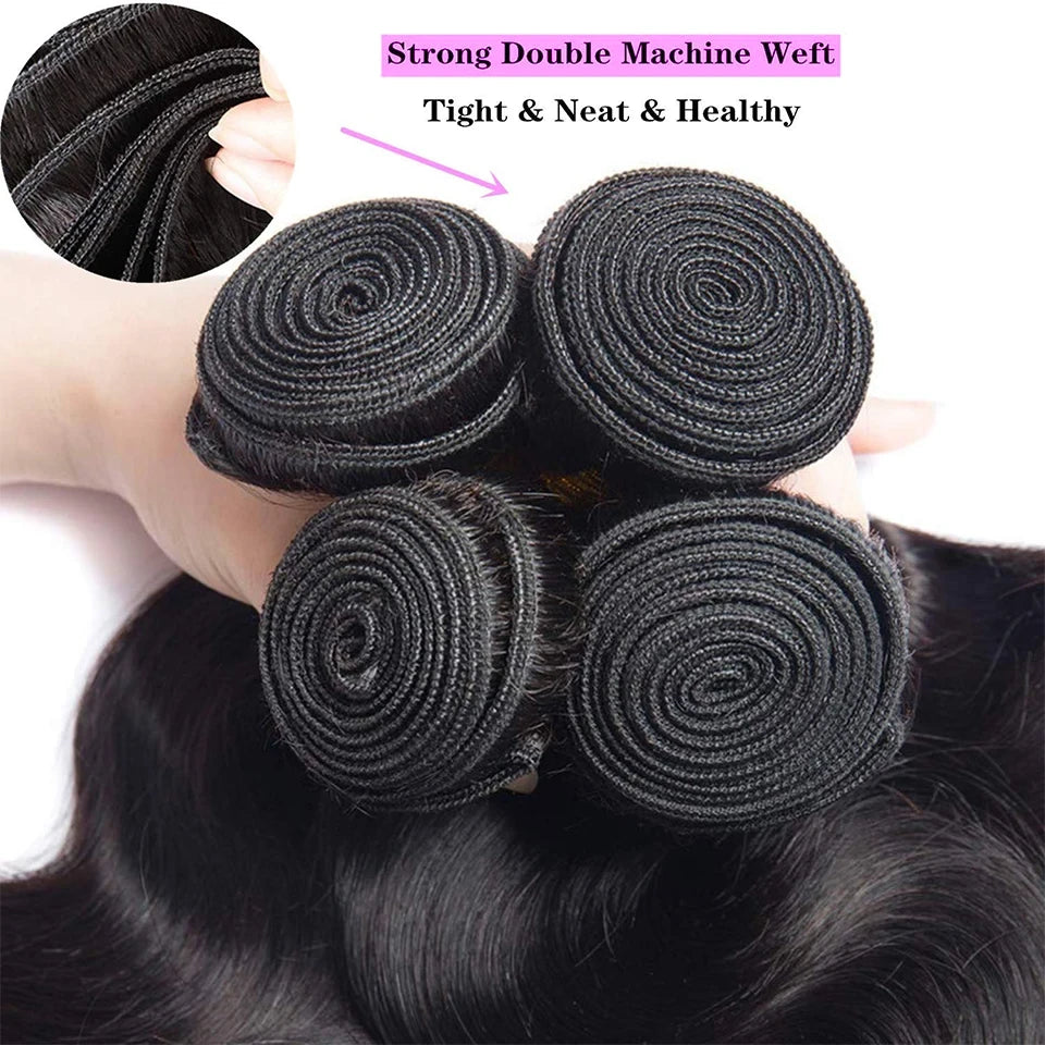 Loose Wave Indian Human Hair Bundles with Closure