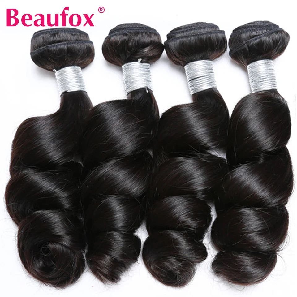 Loose Wave Indian Human Hair Bundles with Closure