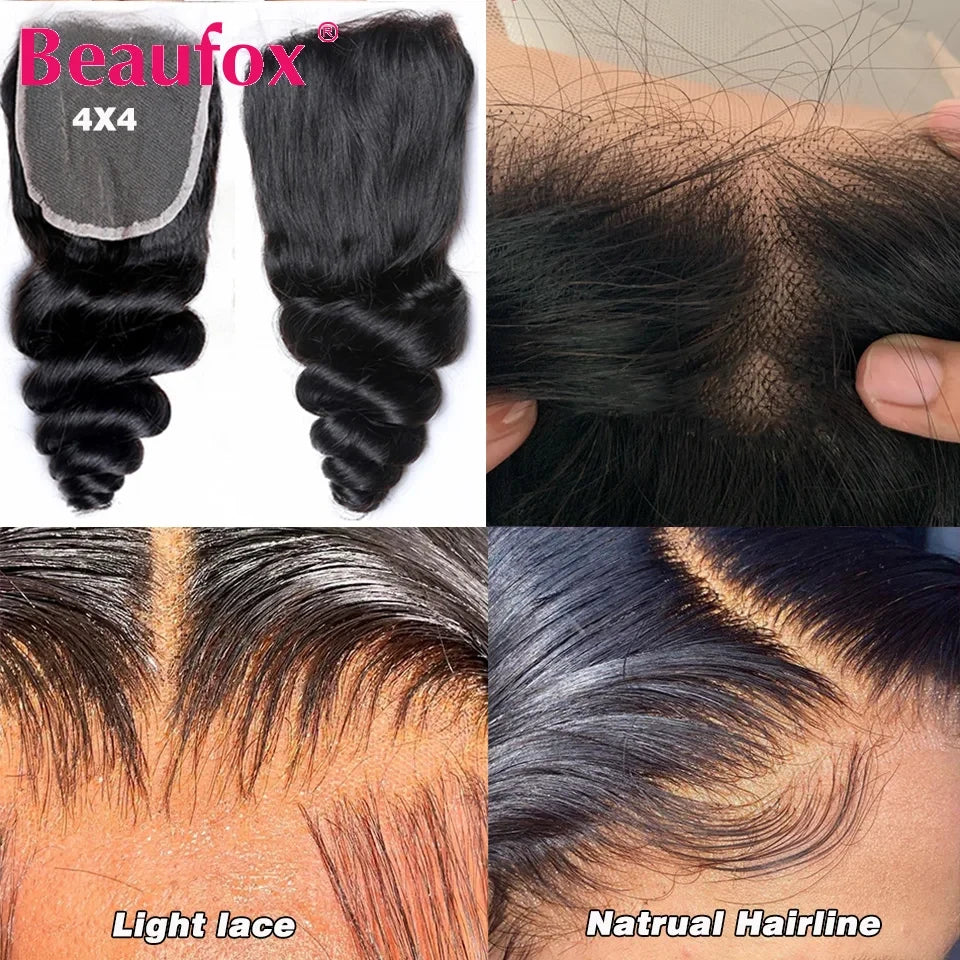 Loose Wave Indian Human Hair Bundles with Closure