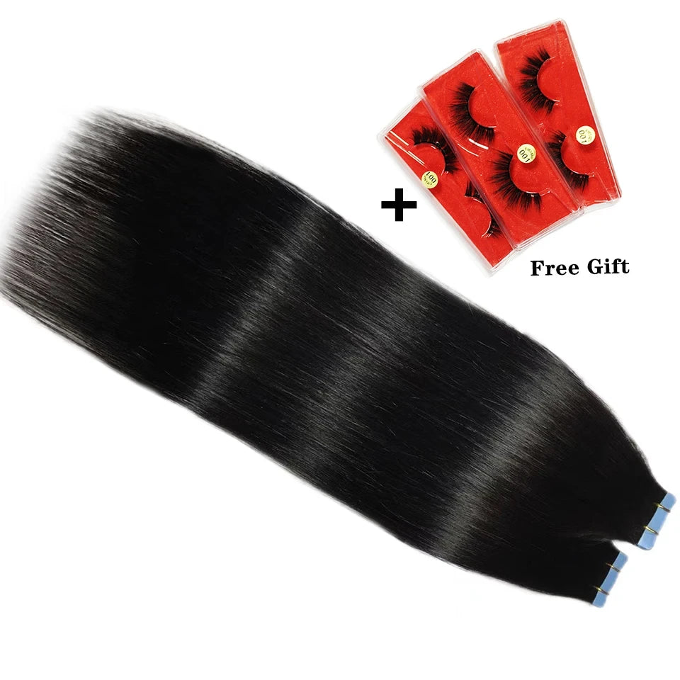 Straight Remy Human Hair Tape Extensions