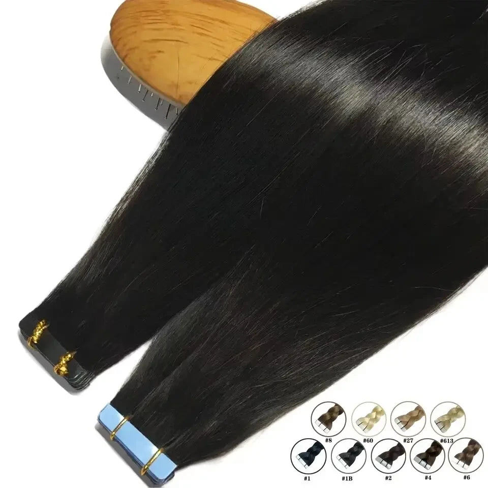 Straight Remy Human Hair Tape Extensions