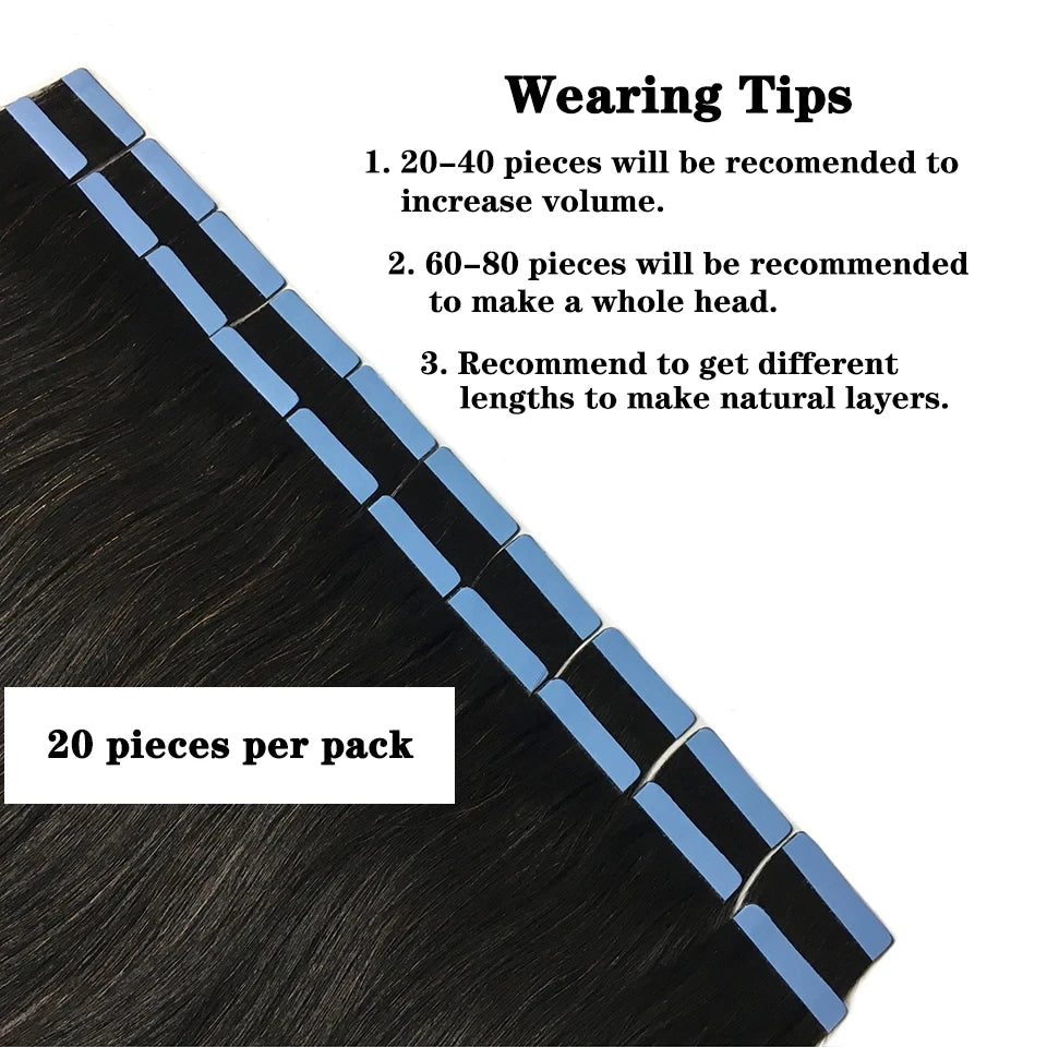 Straight Remy Human Hair Tape Extensions